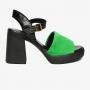 Greyder 59010 Siyah Yeşil Hakiki Deri Trendy Casual Kadın Sandalet