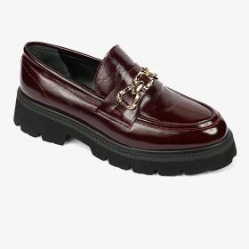 Greyder 59112 Bordo Rugan Hakiki Deri Loafer Casual Kadın Ayakkabı